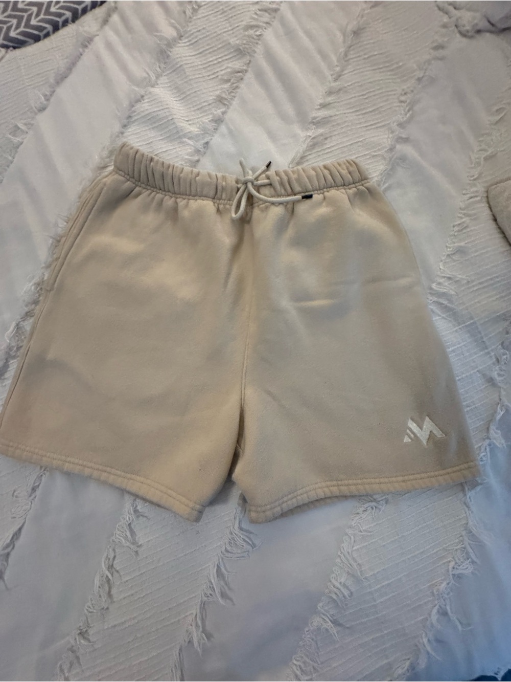 Men's Tan Athletic Fleece Shorts with Drawstring